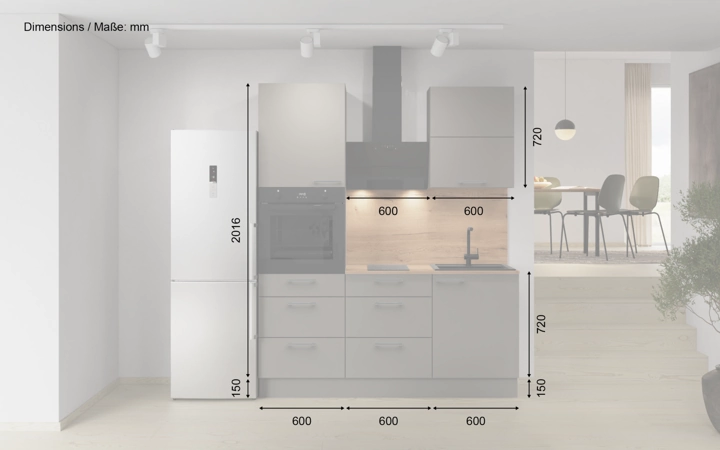 Nobilia SPA Galley kitchen 180 cm with appliances planning 8 5