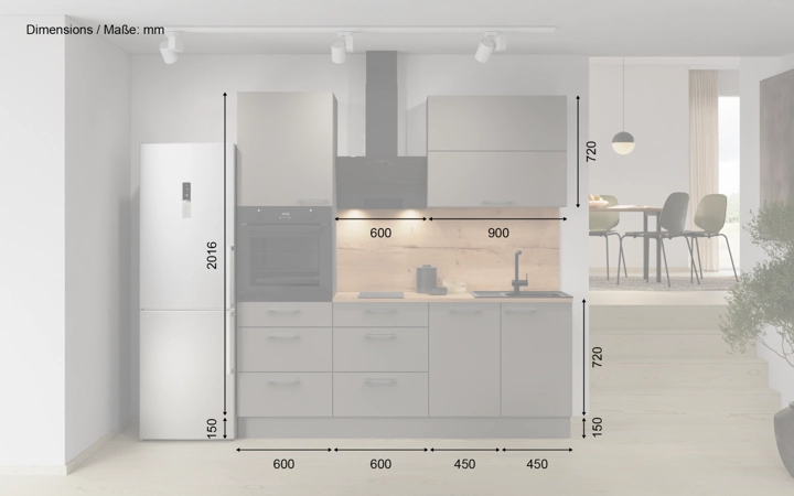 Nobilia SPA Galley kitchen 210 cm with appliances planning 8 5