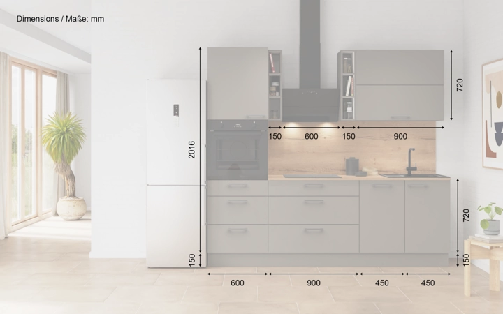 Nobilia SPA Galley kitchen 240 cm with appliances planning 8 5