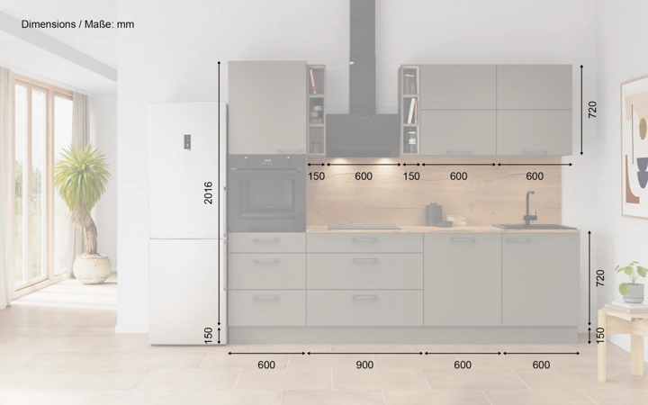 Nobilia SPA Galley kitchen 270 cm with appliances planning 8 5