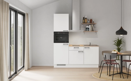 Nobilia Galley kitchen 180 cm with appliances planning 9 Alpine white matt Touch