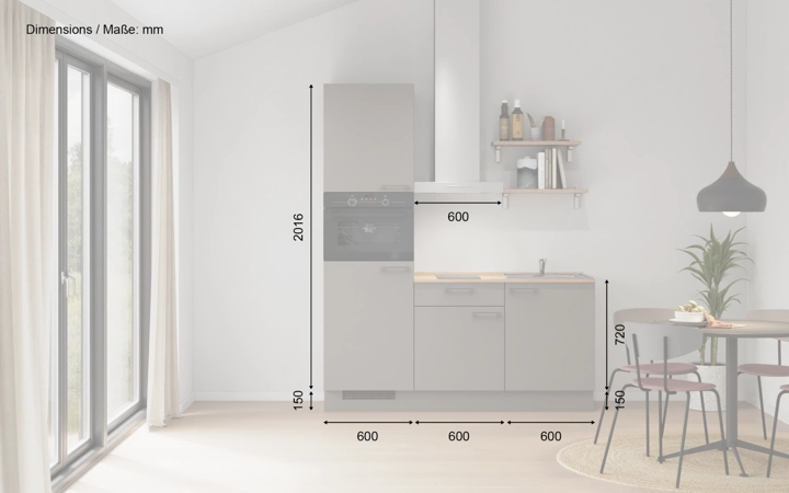 Nobilia SPA Galley kitchen 180 cm with appliances planning 9 5