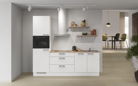 Nobilia Galley kitchen 240 cm with appliances planning 9 Alpine white matt Touch