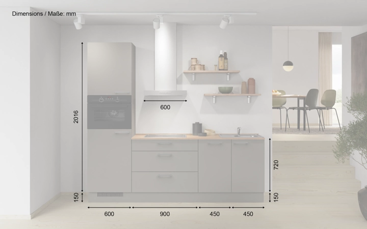 Nobilia SPA Galley kitchen 240 cm with appliances planning 9 5