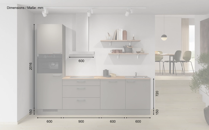 Nobilia SPA Galley kitchen 270 cm with appliances planning 9 5