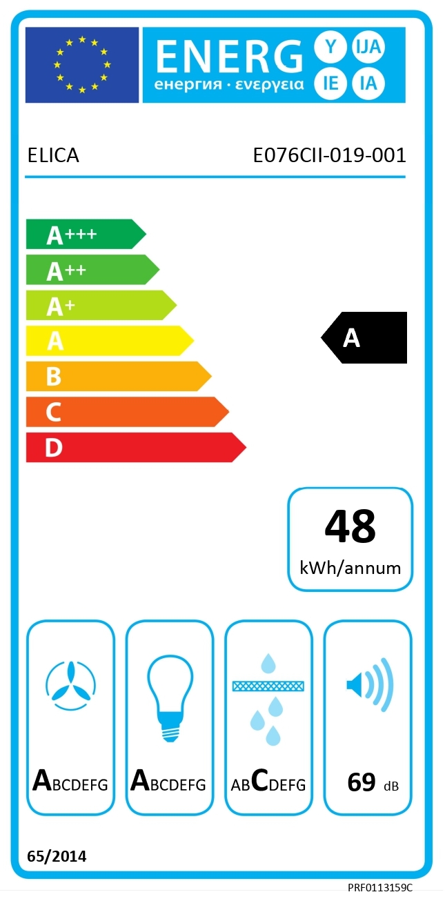 Elica E076CII-019-001 Energielabel